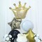 6 White Gold Black Round Crown Star Mylar Foil Balloons Set Party Decorations